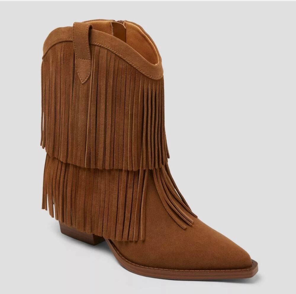 Austin Fringe Western Ankle Boots - Universal Thread - Tan - Women’s 8.5